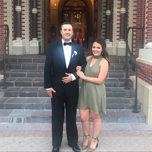 Sage keyhole neck dress